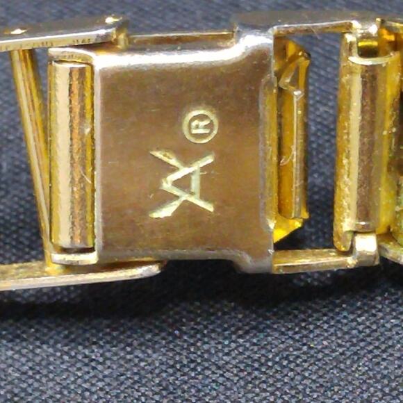 Vintage Mesh Link Choker Necklace, Gray Rhinestone Y Pendant, 16 Inches - Picture 2 of 8